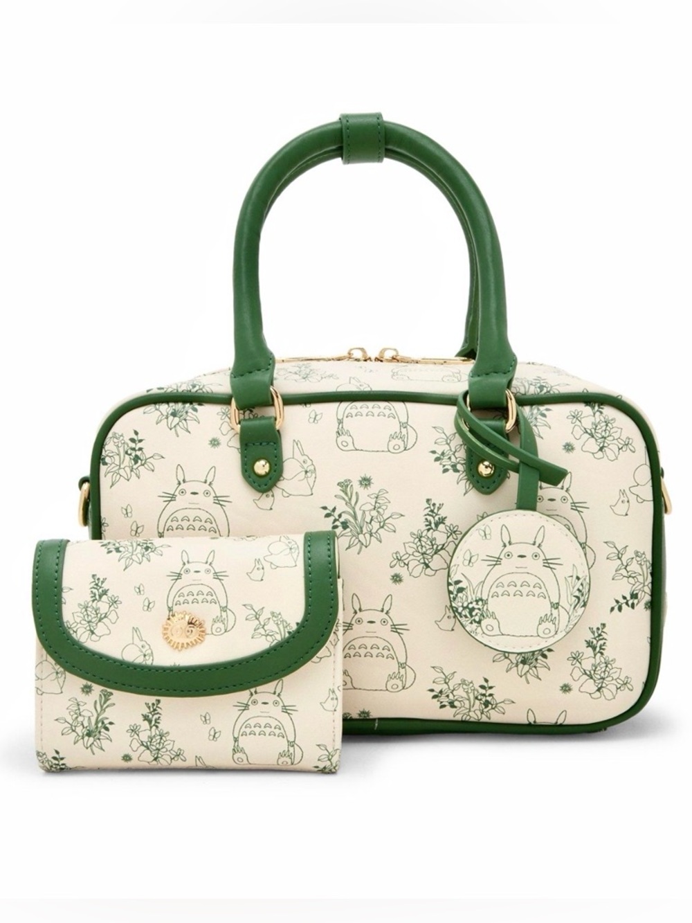 NEW Studio Ghibli Totoro Green & Cream Floral Character Satchel and Wallet Set